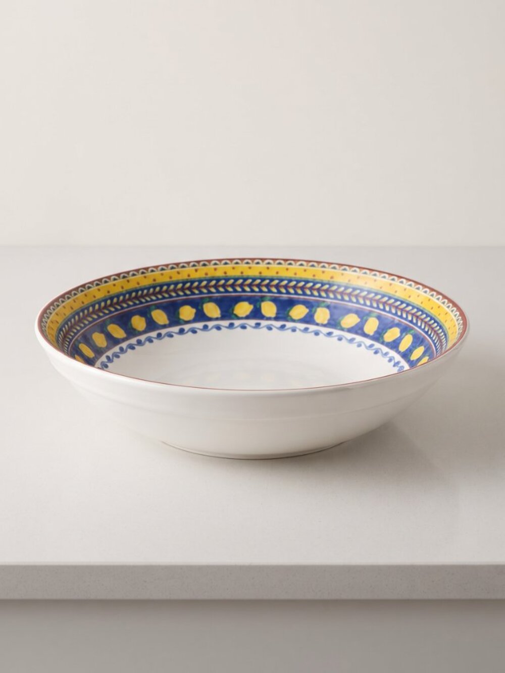 Furio Home Portugal Lemon Serving Bowl | 12.75” Hand-Painted Ceramic 12.75"